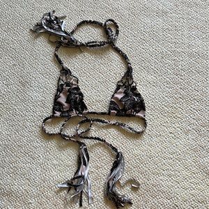 Acacia braid tie top in elephant ear print size petite (xs)